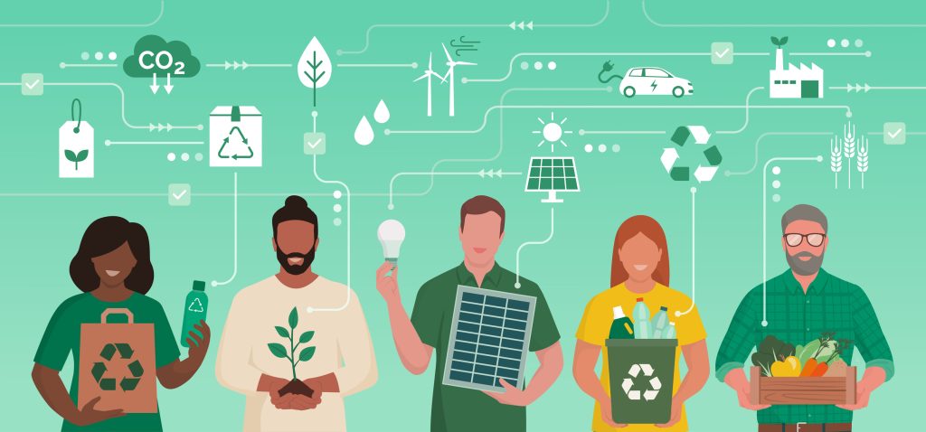 iStock - Diverse people from all over the world standing together and supporting a sustainable lifestyle: environmental care and eco friendly solutions concept