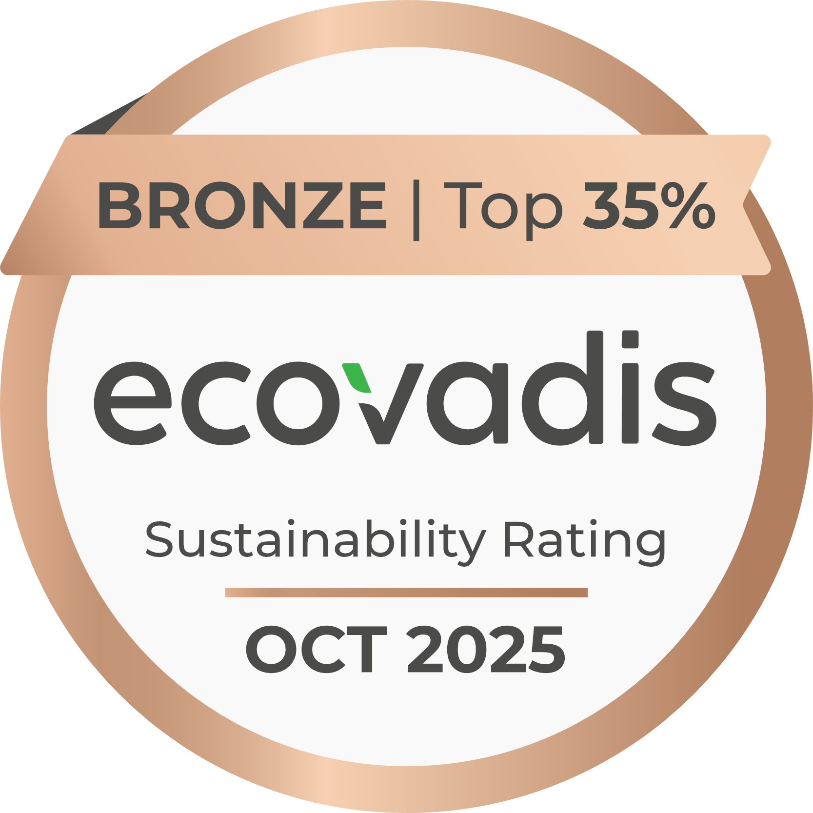 EcoVadis Bronze sustainability rating badge for a sustainable paper and packaging supplier, valid through October 2026