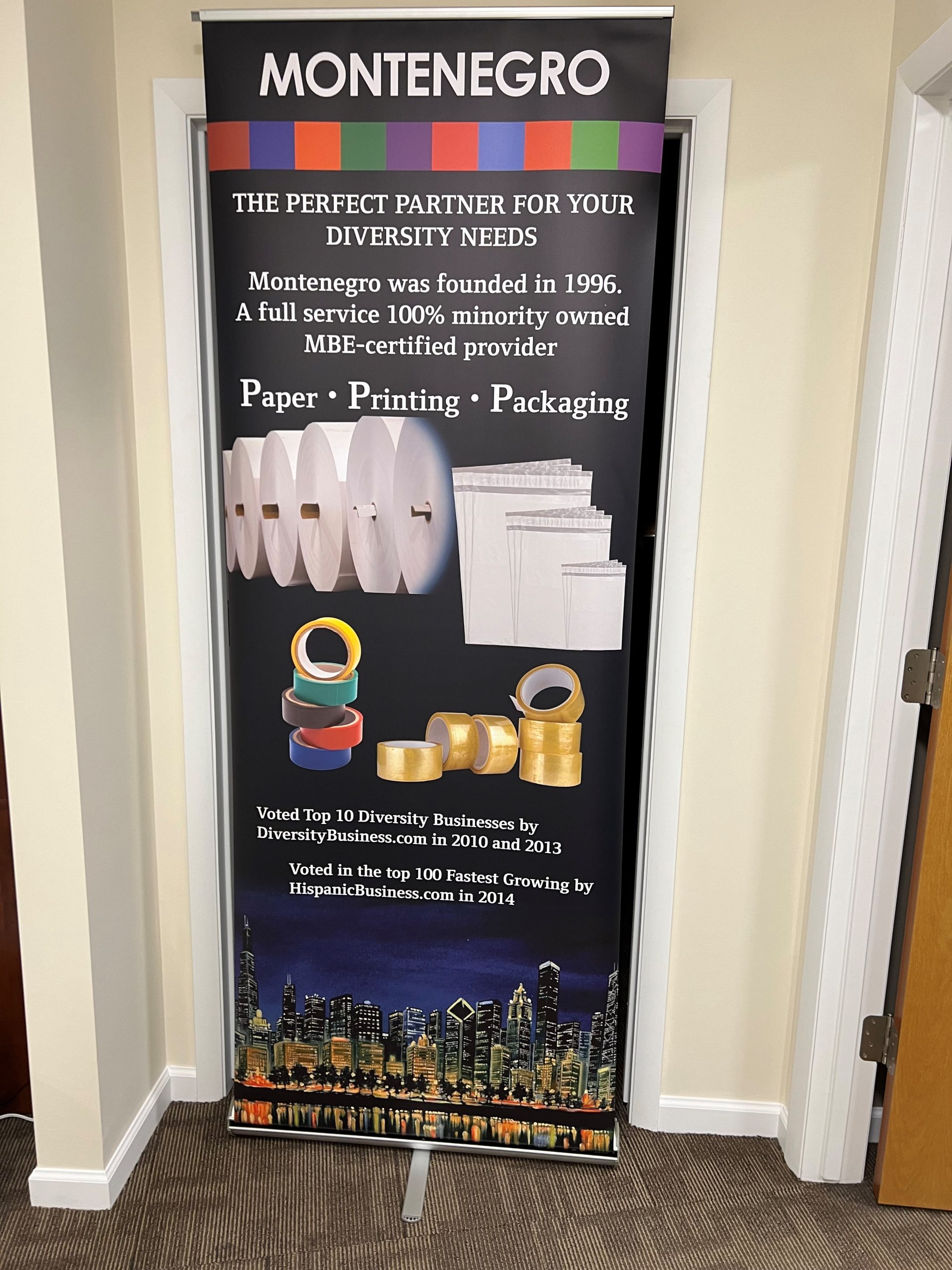 Montenegro trade show marketing materials: Paper, printing, packaging. Diversity Business award winner.