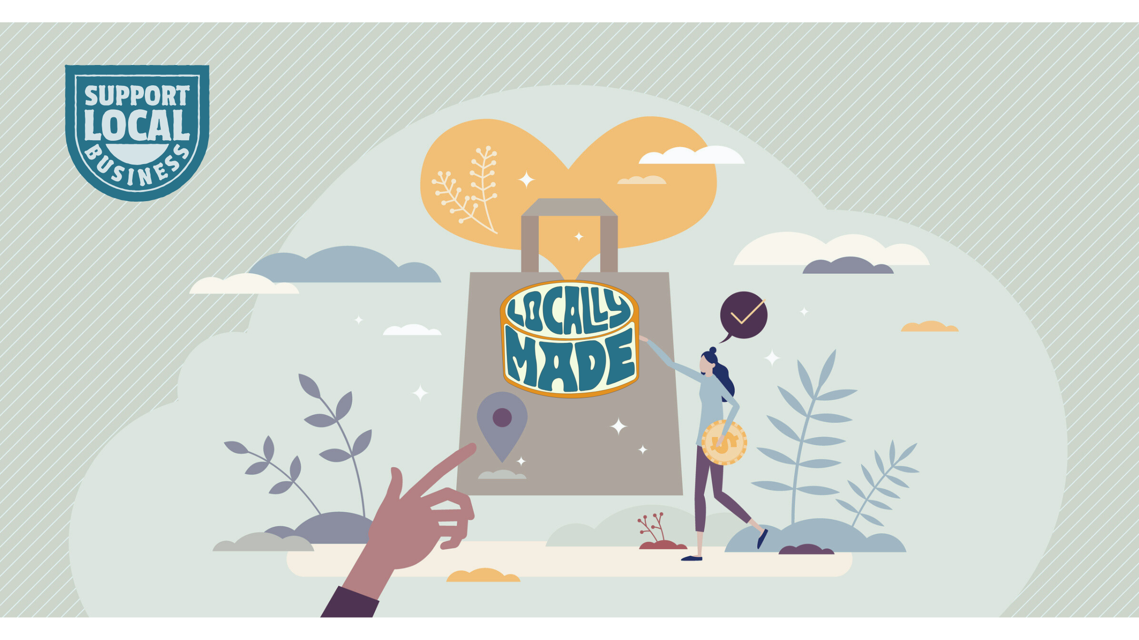 Support local business: Locally made shopping bag. Celebrate gratitude by shopping small this holiday season.