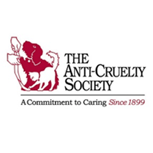 The Anti-Cruelty Society logo: dog and cat, "A Commitment to Caring Since 1899.