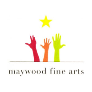 Maywood Fine Arts logo with colorful hands reaching for a star, representing community involvement.